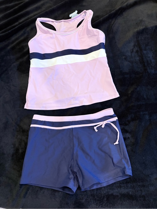 Proallo Other - Girls' Pink and Navy Two-Piece Swim Tankini Set